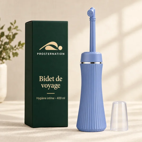 bidet-voyage-boite Bidet de voyage bleu et sa boîte Prosternation